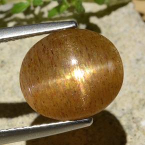 Pietra solare stellare Marrone dorato naturale da 3.99 ct, Taglio ovale, Traslucido