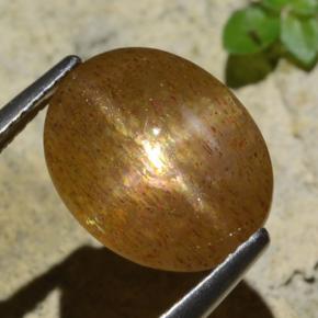 Pietra solare stellare Marrone dorato naturale da 5.36 ct, Taglio ovale, Traslucido