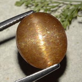 Pietra solare stellare Marrone dorato naturale da 7.25 ct, Taglio ovale, Traslucido