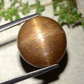 Pietra solare stellare Marrone dorato naturale da 15.15 ct, Taglio rotondo, Opaco