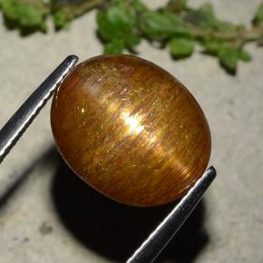 Pietra del sole stellata marrone dorato naturale da 8,81 ct, taglio ovale, opaco