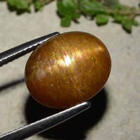 Pietra del sole stellata marrone dorato naturale da 8,81 ct, taglio ovale, opaco