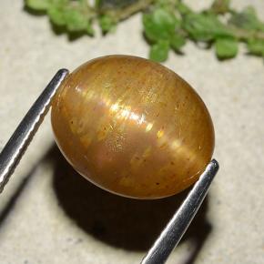 Pietra del sole stellata naturale dorato da 8,25 ct, taglio ovale, opaco