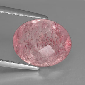 Quarzo fragola naturale rosa da 5,72 ct, trasparente, trasparente/traslucido