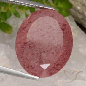 Quarzo fragola Rosso ciliegia violaceo naturale da 12.29 ct, Ovale, Traslucido