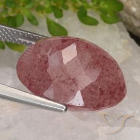 Quarzo fragola Rosso ciliegia violaceo naturale da 12.29 ct, Ovale, Traslucido