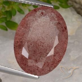 Quarzo fragola Rosso medio-scuro naturale da 9.14 ct, Ovale, Traslucido