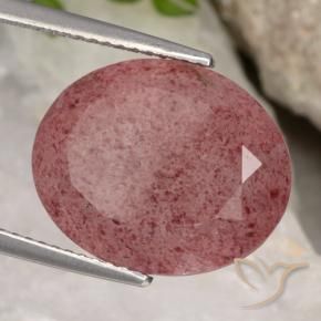 Quarzo fragola Rosso medio naturale da 12.80 ct, Ovale, Traslucido
