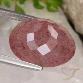 Quarzo fragola Rosso medio naturale da 12.80 ct, Ovale, Traslucido