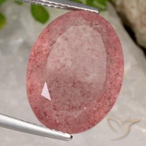 Quarzo fragola Rosso medio naturale da 9.11 ct, Ovale, Traslucido
