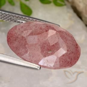 Quarzo fragola Rosso medio naturale da 9.11 ct, Ovale, Traslucido