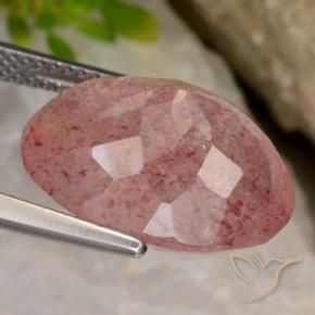 Quarzo fragola Rosa scuro naturale da 10.23 ct, Ovale, Traslucido