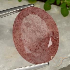 Quarzo fragola Rosa rosa naturale da 11.28 ct, Ovale, Traslucido