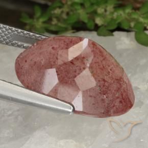Quarzo fragola Rosa rosa naturale da 11.28 ct, Ovale, Traslucido