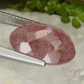 Quarzo Fragola Rosa rosa naturale da 9.13 ct, Ovale, Traslucido