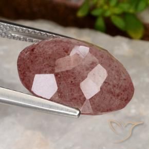 Quarzo fragola Rosso mattone naturale da 9.55 ct, Ovale, Traslucido