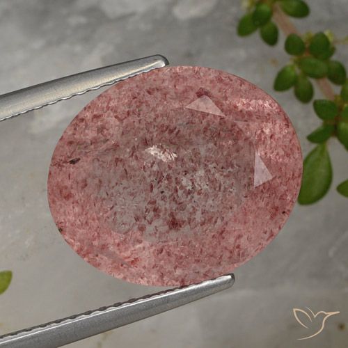 8.89ct Naturale Rosso violaceo Quarzo Fragola, Ovale, Traslucido