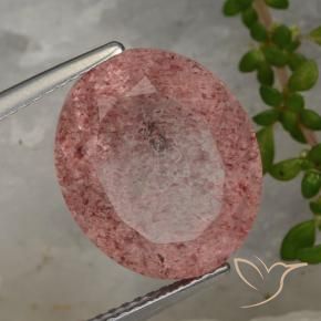 Quarzo fragola Rosso violaceo naturale da 8.89 ct, Ovale, Traslucido