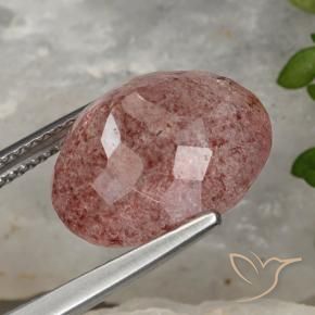 Quarzo fragola Rosso violaceo naturale da 8.89 ct, Ovale, Traslucido