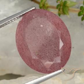 Quarzo fragola Rosa scuro naturale da 15.08 ct, Ovale, Traslucido
