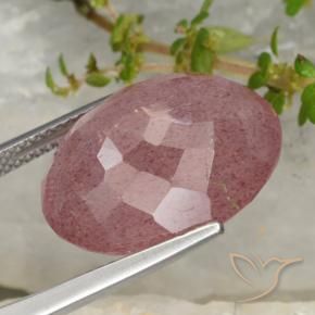Quarzo fragola Rosa scuro naturale da 15.08 ct, Ovale, Traslucido