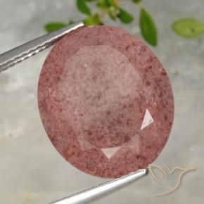Quarzo fragola Rosa rosa naturale da 13.42 ct, Ovale, Traslucido