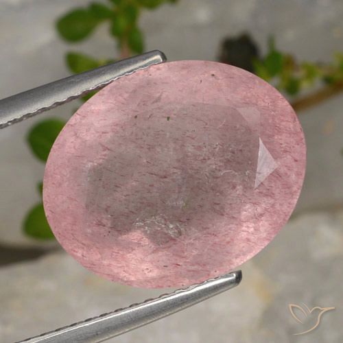 8.28ct Naturale Rosa chiaro Quarzo Fragola, Ovale, Traslucido