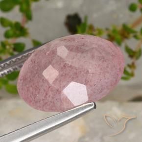 Quarzo fragola Rosa chiaro naturale da 8.28 ct, Ovale, Traslucido