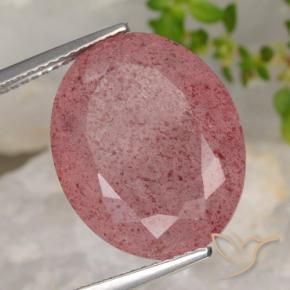 Quarzo fragola Rosso scuro naturale da 13.81 ct, Ovale, Traslucido