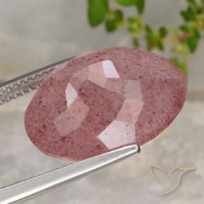 Quarzo fragola Rosso scuro naturale da 13.81 ct, Ovale, Traslucido