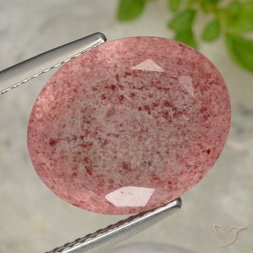10.28ct Naturale Rosa arancio Quarzo Fragola, Ovale, Traslucido