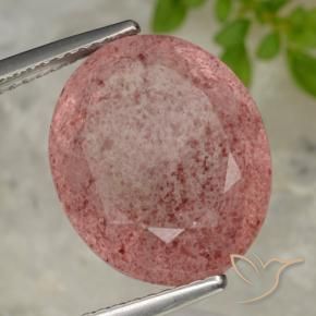 Quarzo fragola Rosa arancio naturale da 10.28 ct, Ovale, Traslucido