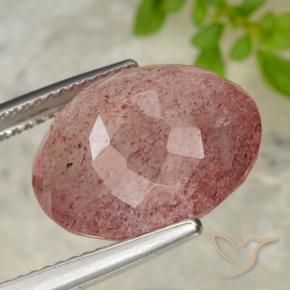 Quarzo fragola Rosa arancio naturale da 10.28 ct, Ovale, Traslucido