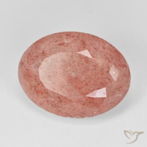 Quarzo fragola Rosso medio naturale da 17.53 ct, Ovale, Traslucido