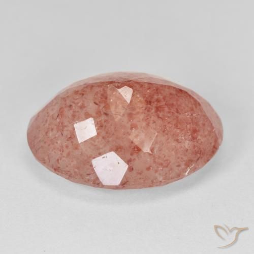 Quarzo fragola Rosso medio naturale da 17.53 ct, Ovale, Traslucido