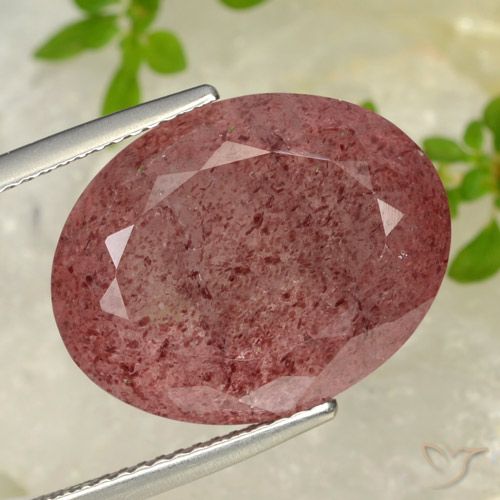 17.12ct Naturale Rosso ciliegia violaceo Quarzo Fragola, Ovale, Traslucido