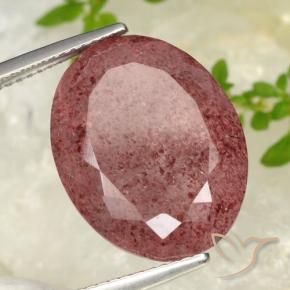 Quarzo fragola Rosso ciliegia violaceo naturale da 17.12 ct, Ovale, Traslucido