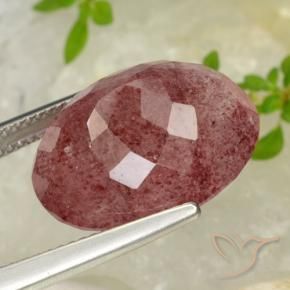 Quarzo fragola Rosso ciliegia violaceo naturale da 17.12 ct, Ovale, Traslucido