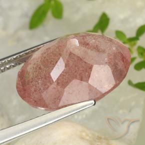 Quarzo fragola Rosa medio naturale da 8.69 ct, Ovale, Traslucido