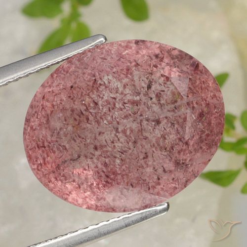 11.41ct Naturale Rosa medio Quarzo Fragola, Ovale, Traslucido