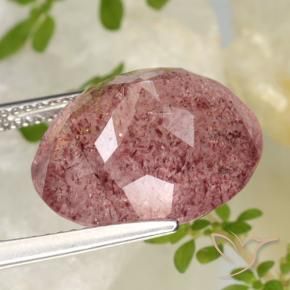 Quarzo fragola Rosa medio naturale da 11.41 ct, Ovale, Traslucido