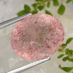 Quarzo fragola Rosa chiaro naturale da 9.40 ct, Taglio ovale, Traslucido