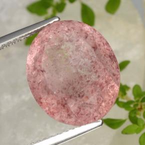 Quarzo fragola Rosa chiaro naturale da 9.40 ct, Taglio ovale, Traslucido