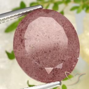 Quarzo fragola Rosso scuro naturale da 13.91 ct, Ovale, Traslucido