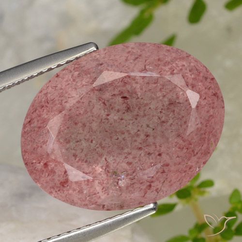 15.43ct Naturale Rosso violaceo Quarzo Fragola, Ovale, Traslucido