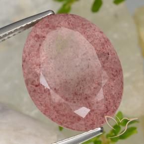 Quarzo fragola Rosso violaceo naturale da 15.43 ct, Ovale, Traslucido