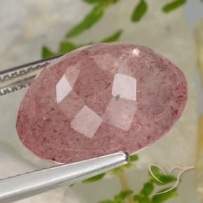 Quarzo fragola Rosso violaceo naturale da 15.43 ct, Ovale, Traslucido
