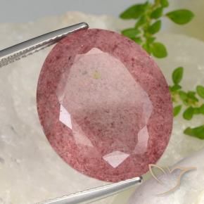 Quarzo fragola Rosso scuro naturale da 24.85 ct, Ovale, Traslucido