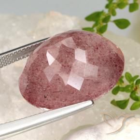 Quarzo fragola Rosso scuro naturale da 24.85 ct, Ovale, Traslucido