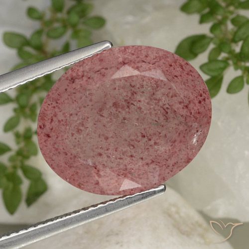 10.11ct Naturale Rosso medio Quarzo Fragola, Ovale, Traslucido